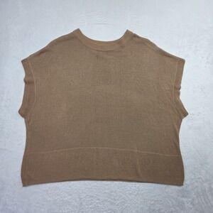 Halogen Womens Sleeveless Knit Top Medium Brown Cropped Minimalist Sweater